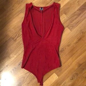 Red velvet revealing bodysuit